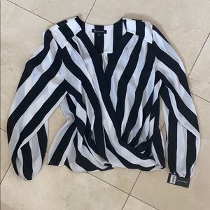 Black and white striped blouse